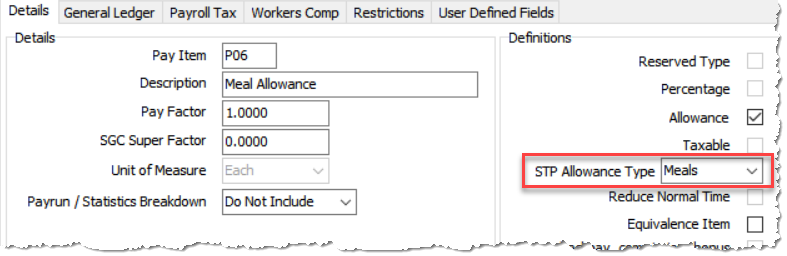 STP Allowance Type