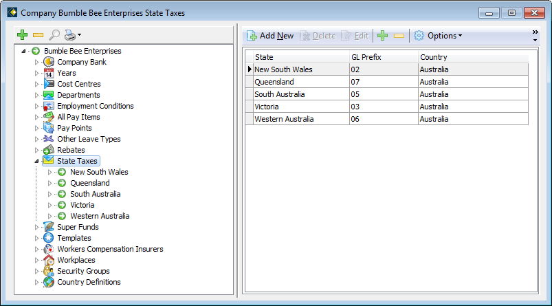 Maintain Company Data - State Taxe