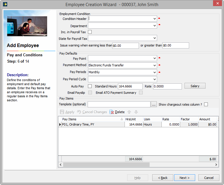 Step 6: Pay and Conditions