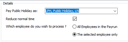 Select Employees for Public Holidays pay