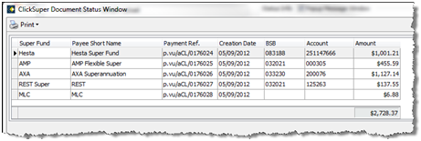 ClickSuper Document Status report