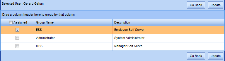 Change User Security (using Group)