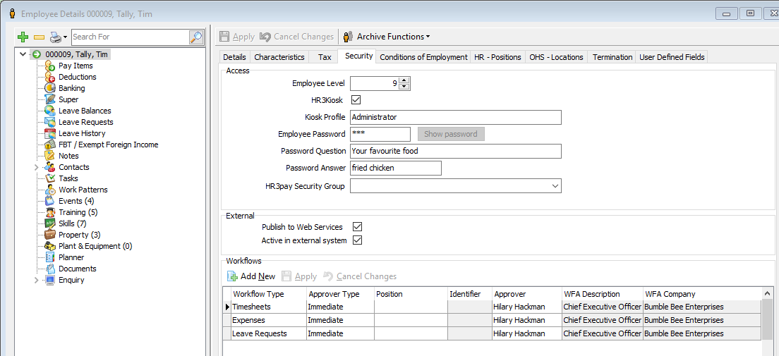 Employee HR3kiosk Access with Workflows