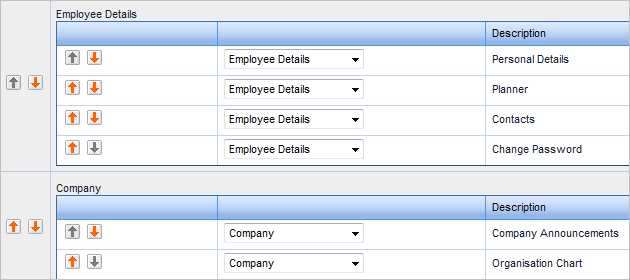 The display options for Menus