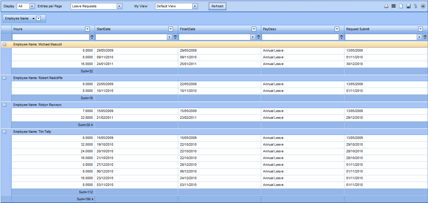 My Team Views - Default View for Leave Requests