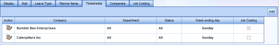 System Options - Timesheets