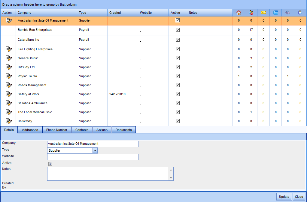 Update a Company, or Institution, via HR3kiosk