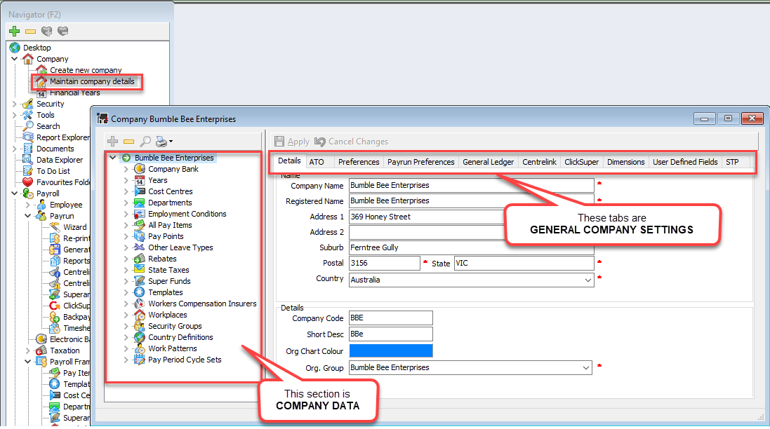 Company: Nodes and Tabs