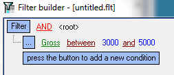 Simple filter using 'between'. This one is searching the Gross (salary) field for values between 3000 and 5000.