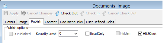 The Publish Tab in Documents and Images