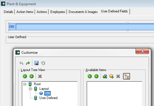 Select a Layout Tree level to highlight an area in the UDF window